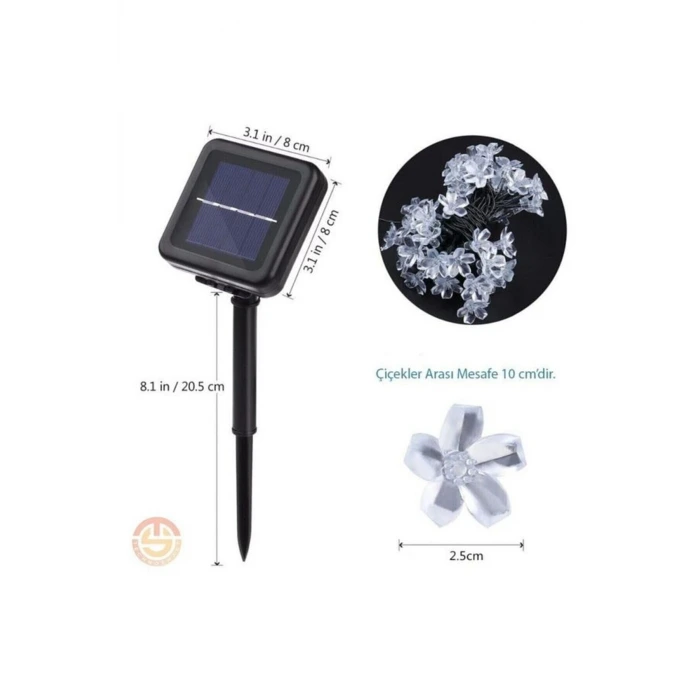 Solar 30 Ledli Çiçekli RGB Bahçe Aydınlatma Dekorasyon Güneş Enerjili