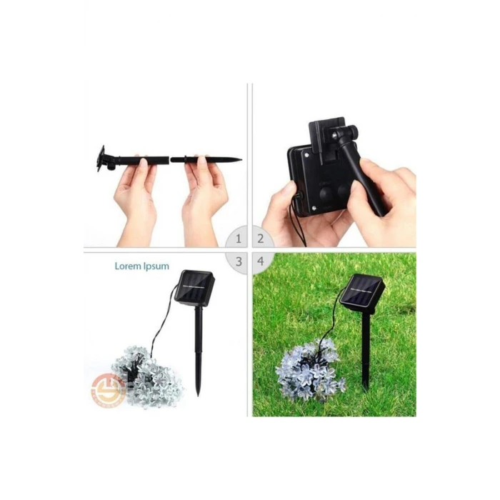 Solar 30 Ledli Çiçekli RGB Bahçe Aydınlatma Dekorasyon Güneş Enerjili