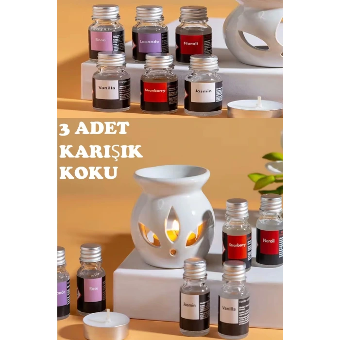 Sonx 3 lü Aromaterapi Uçucu Yağ Seti ve Seramik Buhurdanlık - Rahatlatıcı Oda Kokusu & Spa Deneyimi