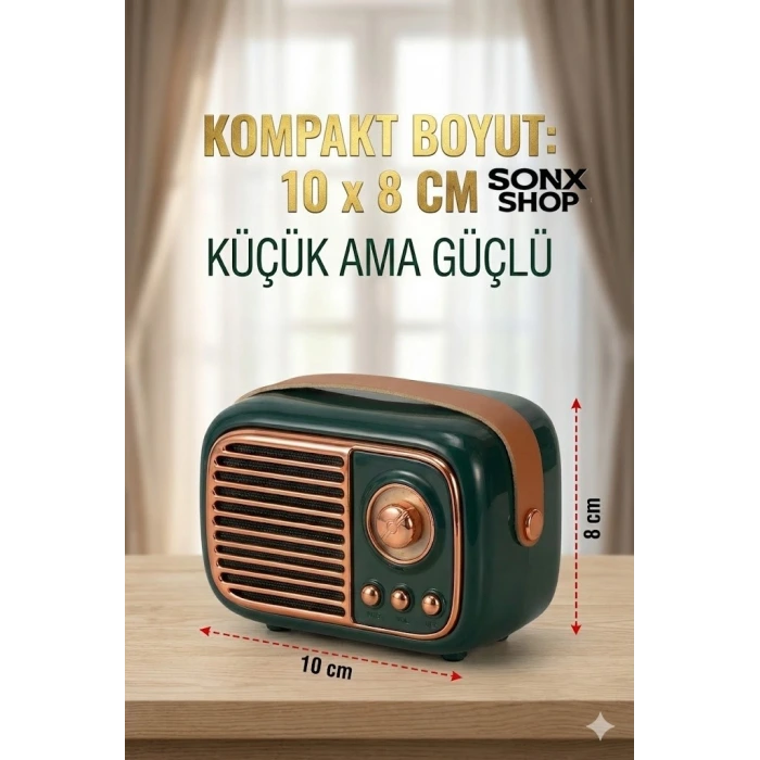SONX Nostaljik Retro Bluetooth  - FM Radyo, USB ve Bluetooth Kablosuz Hoparlör