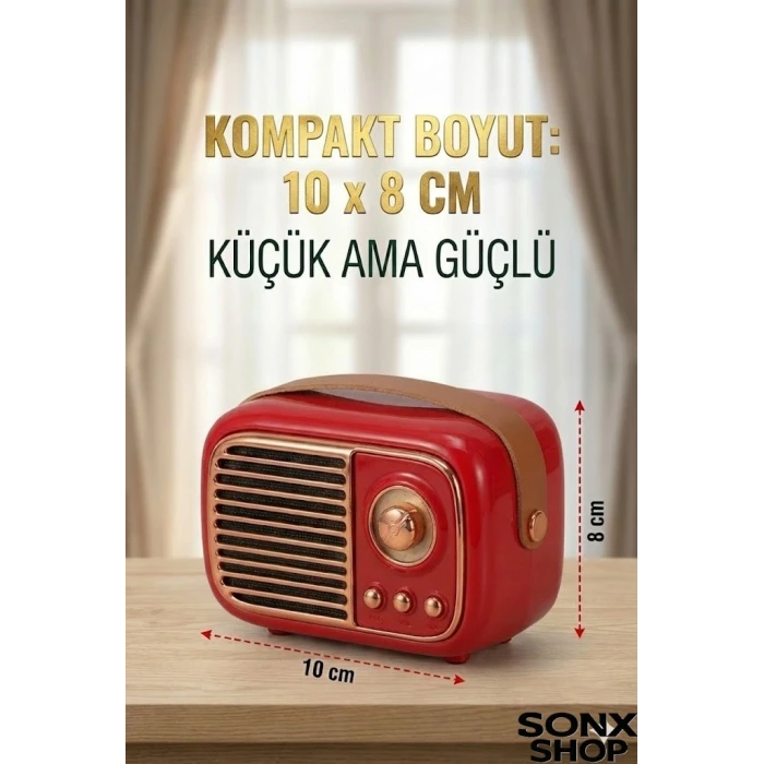 SONX Nostaljik Retro Bluetooth  - FM Radyo, USB ve Bluetooth Kablosuz Hoparlör