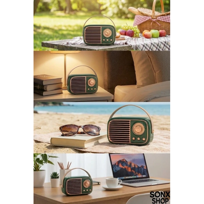 SONX Nostaljik Retro Bluetooth  - FM Radyo, USB ve Bluetooth Kablosuz Hoparlör