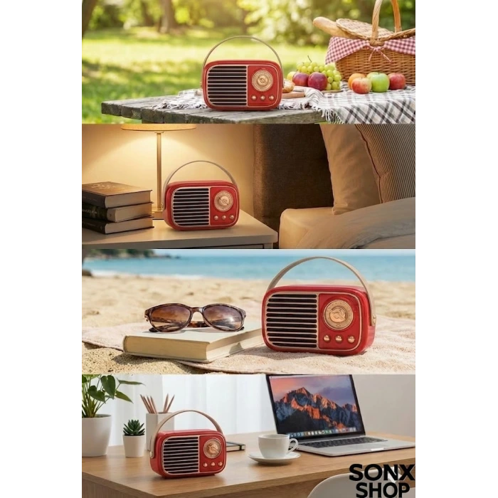 SONX Nostaljik Retro Bluetooth  - FM Radyo, USB ve Bluetooth Kablosuz Hoparlör