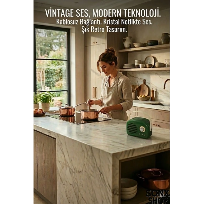 SONX Nostaljik Retro Bluetooth  - FM Radyo, USB ve Bluetooth Kablosuz Hoparlör