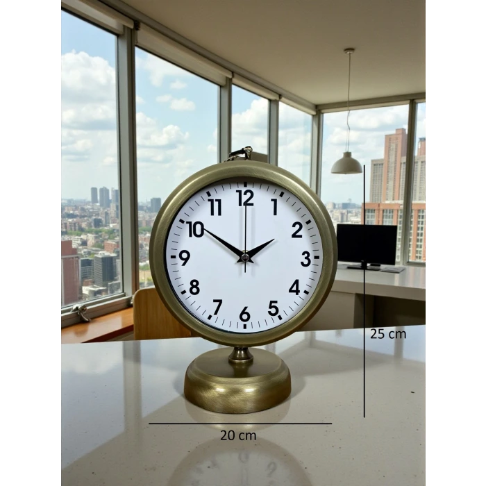 Vinatge Dekoratif 25 x 20 Cm Metal Masa Saati