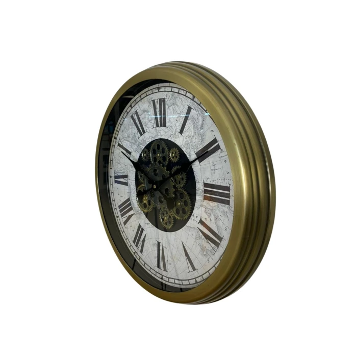 Vintage Atlas Tasarım 60 Cm Çarklı Duvar Saati