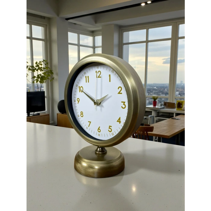 Vintage Luxury 25 x 20 Cm Eskitme Metal Masa Saati