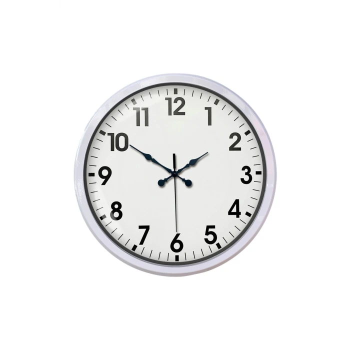 White Classic Modern 52 Cm Metal Duvar Saati