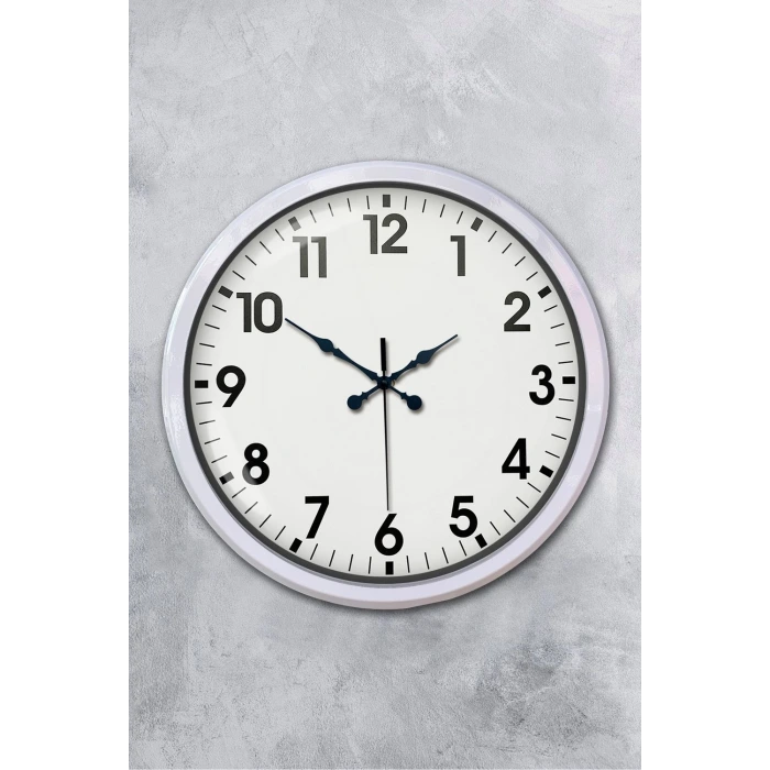 White Classic Modern 52 Cm Metal Duvar Saati