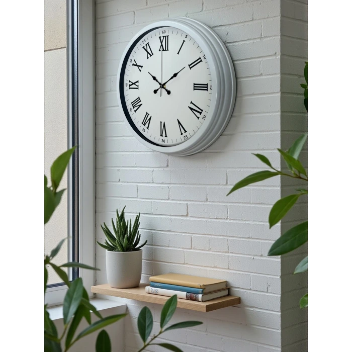 White Prime Roma Rakamlı 40 Cm Metal Duvar Saati