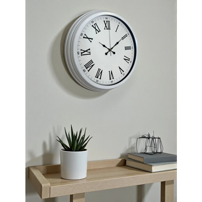 White Prime Roma Rakamlı 40 Cm Metal Duvar Saati
