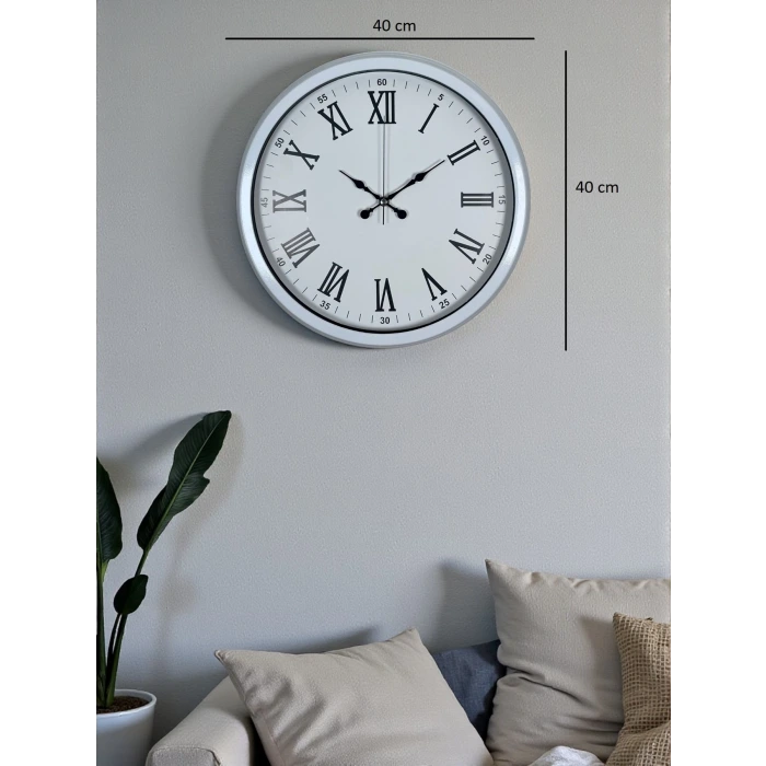 White Prime Roma Rakamlı 40 Cm Metal Duvar Saati