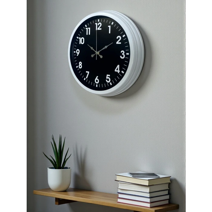White Pure Contrast 40 Cm Metal Duvar Saati