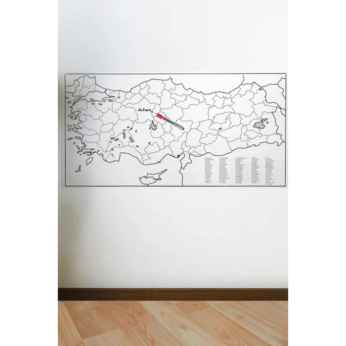 Yazılabilir Türkiye Haritası Manyetik Duvar Stickerı 110 x 56 cm