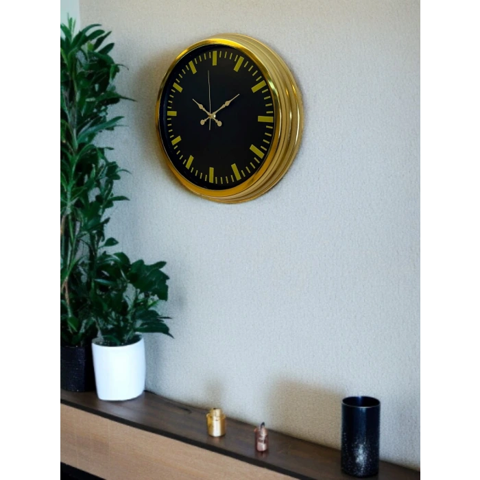 Zarif Klasik Stil 40 Cm Metal Gold Duvar Saati