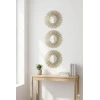 3’lü Gold Güneş Desenli Duvar Aynası Seti 27 cm | Dekoratif Yuvarlak Ayna