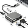 4’ü 1 Arada Type-C to Hub Dönüştürücü Adaptör – 4K Ultra HD HDMI & VGA Görüntü Aktarımı, PD Hızlı Şarj Destekli, USB Çoklayıcı