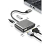 4’ü 1 Arada Type-C to Hub Dönüştürücü Adaptör – 4K Ultra HD HDMI & VGA Görüntü Aktarımı, PD Hızlı Şarj Destekli, USB Çoklayıcı