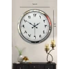 Arapça Rakamlı Krom 52 Cm Metal Duvar Saati