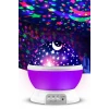 Ay Ve Yıldızlı Gökyüzü Yansıtmalı Dönen Projeksiyon Gece Lambası- Çocuk Bebek Odası Mor