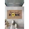 Bej Kapı Önü Paspası Home Sweet Home Papatyalı Desen  K-3342