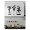 Çiçekli Kavanozlar – Ahşap Mutfak Duvar Dekoru (3’lü Set)