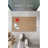 Dijital Baskı Kahverengi Kırmızı Balonlu Beyaz Köpek Dekoratif Kapı Paspası K-2014