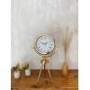 Gold Metal Mini Tripod Çini Desenli Roma Rakamı Masa Saati 45×26 cm