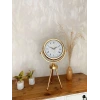 Gold Metal Mini Tripod Çini Desenli Roma Rakamı Masa Saati 45×26 cm