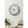 Gold & White Luxury Classic 52 Cm Metal Duvar Saati