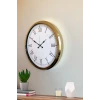 İhtişamlı Gold 52 Cm Metal Roma Rakamlı Lüks Duvar Saati