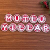 İpek Yıldızı® 11 Harfli Kırmızı Beyaz İpli MUTLU YILLAR Yazılı Ahşap Yılbaşı Ağaç Süsü