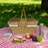 İpek Yıldızı® 2 Kapaklı Dikdörtgen Plastik Rattan Piknik Sepeti – Doğal Hasır Görünümlü Çok Amaçlı Piknik, Plaj ve Bahçe Sepeti