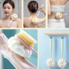 İpek Yıldızı®  2si 1 Arada Çift Taraflı Uzun Saplı Fırçalı Banyo Vücut Sırt Fırçası Banyo Lifi