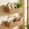 İpek Yıldızı® 2’li Duvar Askılı Plastik Rattan Organizer – Dikdörtgen Hasır Görünümlü Mutfak Raf Sepeti, Banyo ve Ev İçi Düzenleme Ünitesi