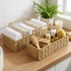 İpek Yıldızı® 2’li Duvar Askılı Plastik Rattan Organizer – Dikdörtgen Hasır Görünümlü Mutfak Raf Sepeti, Banyo ve Ev İçi Düzenleme Ünitesi