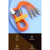 İpek Yıldızı® 3 in 1 Type-C + Micro Usb + Lightning Hızlı Şarj Kablosu Silikon Kablo 1 Metre Opp Ambalaj