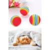 İpek Yıldızı® 3lü Gökkuşağı Sünger Kedi Köpek Çiğneme Oyun Topu 4,2 cm