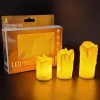 İpek Yıldızı® 3’lü Pilli Dekoratif LED Mum Işıkları – Gerçek Alev Efektli