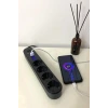 İpek Yıldızı® 4lü Siyah Anahtarlı 3 USB Li Akım Korumalı Topraklı Çocuk Korumalı Grup Priz 2 Metre