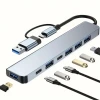 İpek Yıldızı® 8 in 1 Usb Çevirici Notebook Macbook Type-C Uyumlu Görüntü Aktarıcı Hub