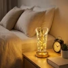 İpek Yıldızı® Açık Silindirik Kristal Altın Toz Model LED Masa Lambası – Gold Tabanlı, Dokunmatik, 3 Renk Işık Modlu, Şarjlı Modern Dekoratif Gece Lam