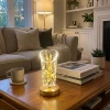 İpek Yıldızı® Açık Silindirik Kristal Altın Toz Model LED Masa Lambası – Gold Tabanlı, Dokunmatik, 3 Renk Işık Modlu, Şarjlı Modern Dekoratif Gece Lam