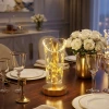 İpek Yıldızı® Açık Silindirik Kristal Altın Toz Model LED Masa Lambası – Gold Tabanlı, Dokunmatik, 3 Renk Işık Modlu, Şarjlı Modern Dekoratif Gece Lam