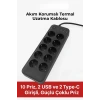 İpek Yıldızı® Akım Korumalı Termal Uzatma Kablosu – 10 Priz, 2 USB ve 2 Type-C Girişli, Güçlü Çoklu Priz