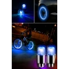 İpek Yıldızı® Araç ve Bisiklet İçin 2’li Mavi LED Hava Valfi Işık Kapakları–Gece Parlayan Lastik Lambası Sibop Kapağı