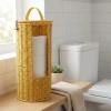 İpek Yıldızı® Askılı Plastik Rattan Tuvalet Kâğıdı Standı – Hasır Görünümlü, Kapaklı, Yedekli WC Kâğıtlık, Banyo ve Tuvalet İçin Dekoratif Organizer