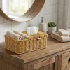 İpek Yıldızı® Bölmeli Kapaklı Doğal Rattan Görünümlü Hasır Makyaj, Takı ve Havlu Düzenleyici – Peçetelikli Çok Amaçlı Masaüstü Organizer Sepet