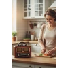 İpek Yıldızı® Büyük Boy Retro, Nostaljik, Ahşap Tasarım Bluetooth Hoparlörlü, Şarjlı, Taşınabilir FM/AM Destekli Radyo NS-6635