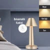 İpek Yıldızı® Çatı Model Gold Renk Şarjlı Dokunmatik 3 Renkli LED Masa Lambası
